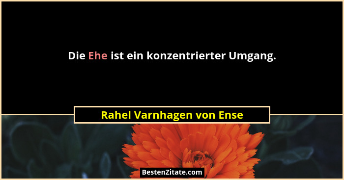 Die Ehe ist ein konzentrierter Umgang.... - Rahel Varnhagen von Ense