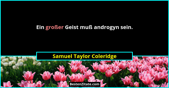 Ein großer Geist muß androgyn sein.... - Samuel Taylor Coleridge