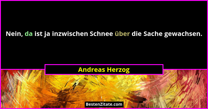 Nein, da ist ja inzwischen Schnee über die Sache gewachsen.... - Andreas Herzog