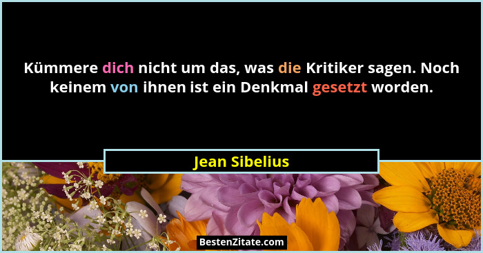 Kümmere dich nicht um das, was die Kritiker sagen. Noch keinem von ihnen ist ein Denkmal gesetzt worden.... - Jean Sibelius