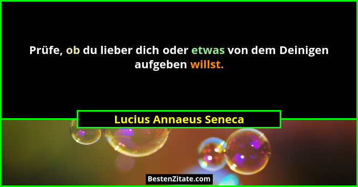 Prüfe, ob du lieber dich oder etwas von dem Deinigen aufgeben willst.... - Lucius Annaeus Seneca