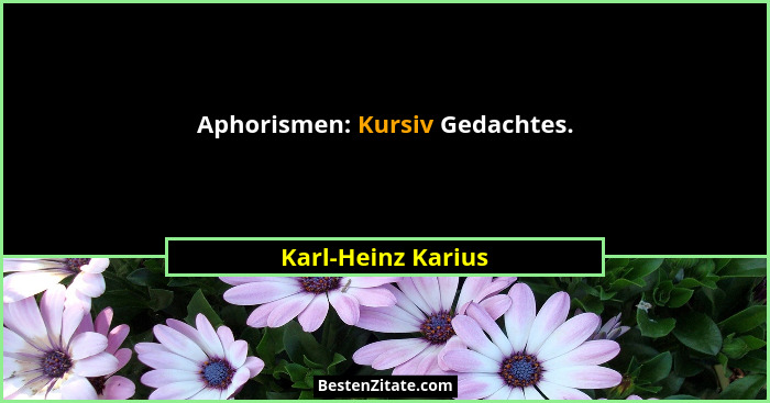 Aphorismen: Kursiv Gedachtes.... - Karl-Heinz Karius