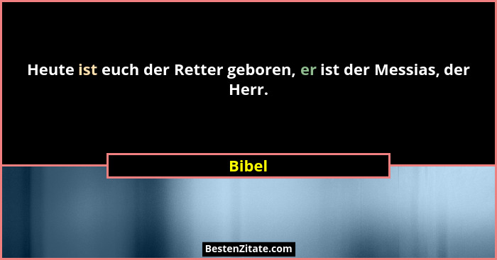Heute ist euch der Retter geboren, er ist der Messias, der Herr.... - Bibel