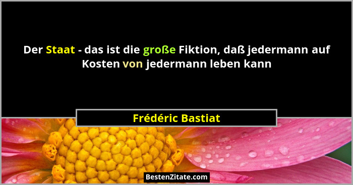 Der Staat - das ist die große Fiktion, daß jedermann auf Kosten von jedermann leben kann... - Frédéric Bastiat