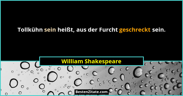Tollkühn sein heißt, aus der Furcht geschreckt sein.... - William Shakespeare