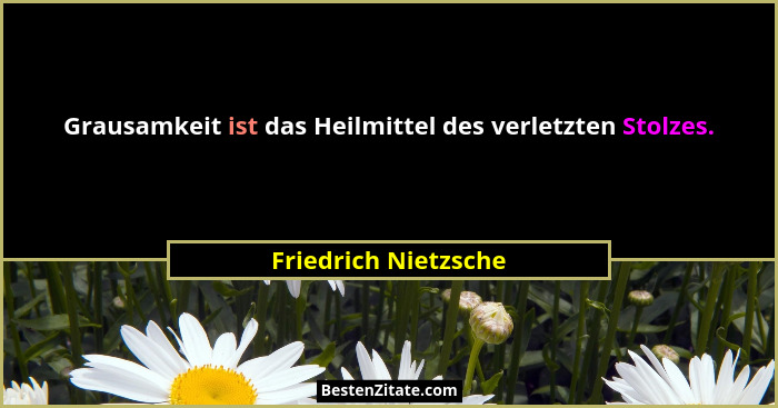 Grausamkeit ist das Heilmittel des verletzten Stolzes.... - Friedrich Nietzsche