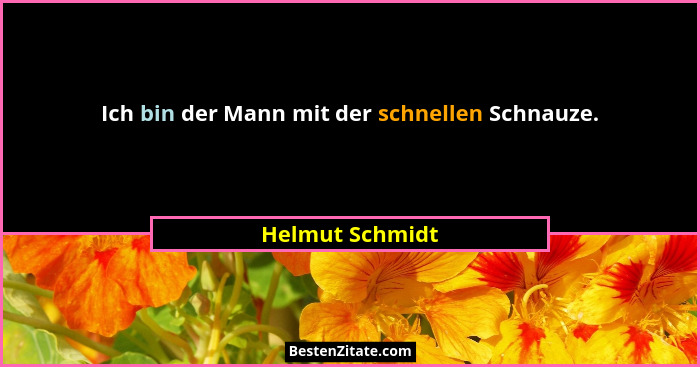 Ich bin der Mann mit der schnellen Schnauze.... - Helmut Schmidt