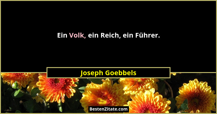 Ein Volk, ein Reich, ein Führer.... - Joseph Goebbels