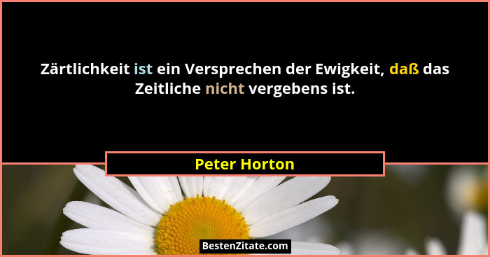 Zärtlichkeit ist ein Versprechen der Ewigkeit, daß das Zeitliche nicht vergebens ist.... - Peter Horton