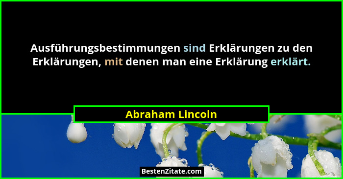 Ausführungsbestimmungen sind Erklärungen zu den Erklärungen, mit denen man eine Erklärung erklärt.... - Abraham Lincoln
