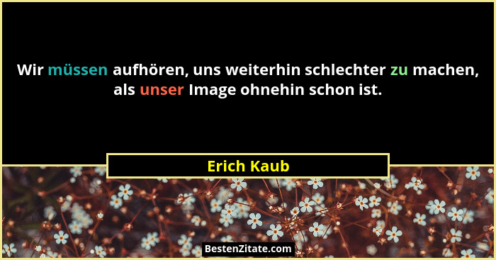 Wir müssen aufhören, uns weiterhin schlechter zu machen, als unser Image ohnehin schon ist.... - Erich Kaub