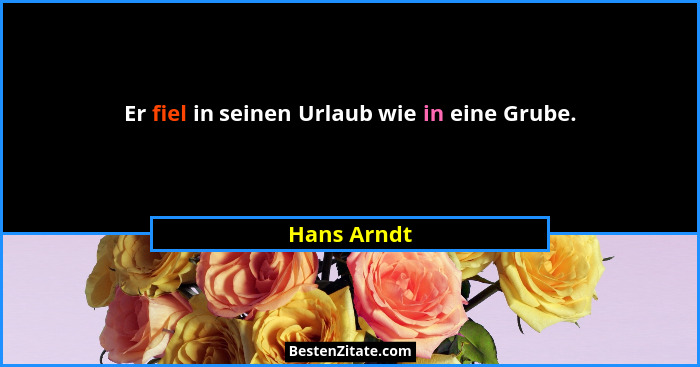 Er fiel in seinen Urlaub wie in eine Grube.... - Hans Arndt