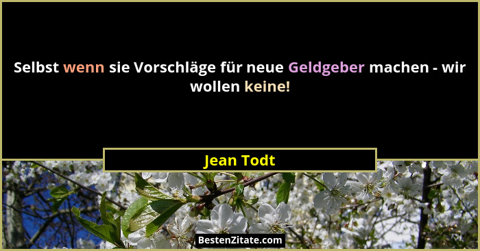 Selbst wenn sie Vorschläge für neue Geldgeber machen - wir wollen keine!... - Jean Todt