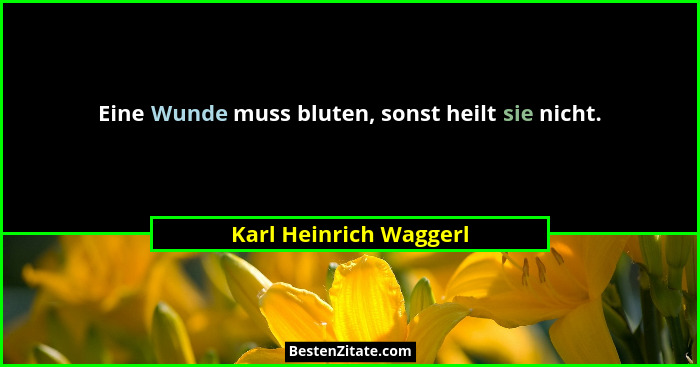 Eine Wunde muss bluten, sonst heilt sie nicht.... - Karl Heinrich Waggerl