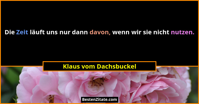 Die Zeit läuft uns nur dann davon, wenn wir sie nicht nutzen.... - Klaus vom Dachsbuckel