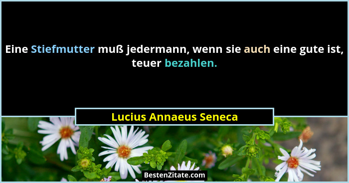 Eine Stiefmutter muß jedermann, wenn sie auch eine gute ist, teuer bezahlen.... - Lucius Annaeus Seneca
