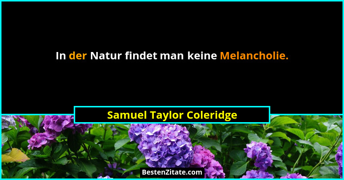 In der Natur findet man keine Melancholie.... - Samuel Taylor Coleridge