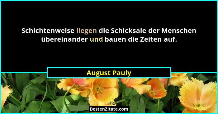 Schichtenweise liegen die Schicksale der Menschen übereinander und bauen die Zeiten auf.... - August Pauly