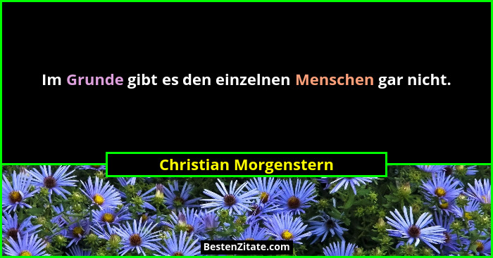 Im Grunde gibt es den einzelnen Menschen gar nicht.... - Christian Morgenstern