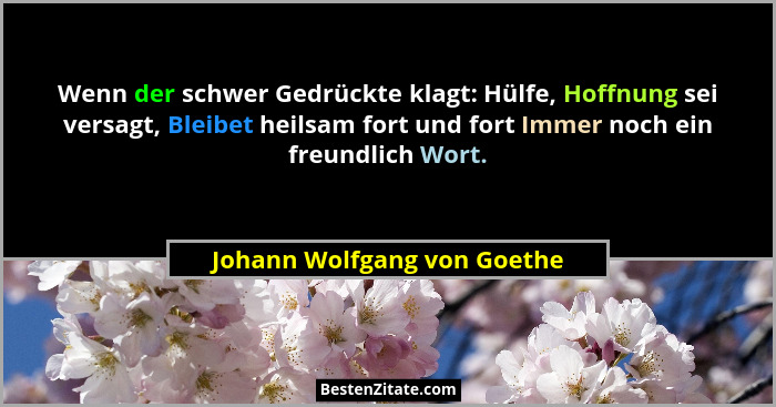 Johann Wolfgang Von Goethe Wenn Der Schwer Gedruckte Klagt