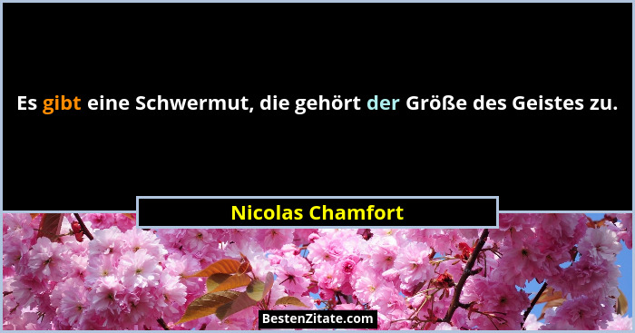 Es gibt eine Schwermut, die gehört der Größe des Geistes zu.... - Nicolas Chamfort