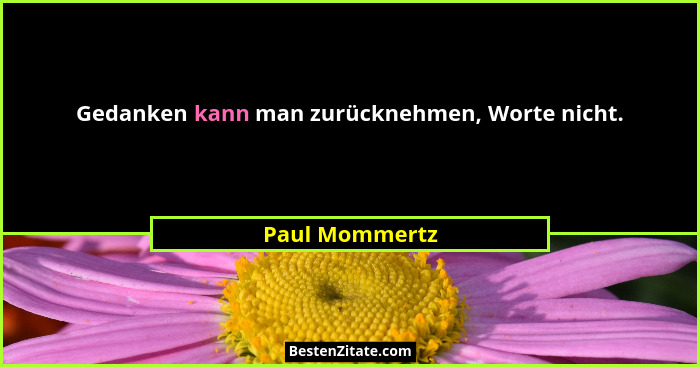 Gedanken kann man zurücknehmen, Worte nicht.... - Paul Mommertz