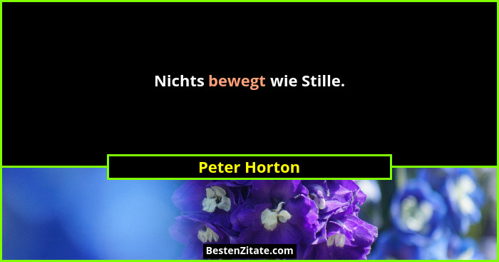 Nichts bewegt wie Stille.... - Peter Horton