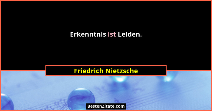 Erkenntnis ist Leiden.... - Friedrich Nietzsche