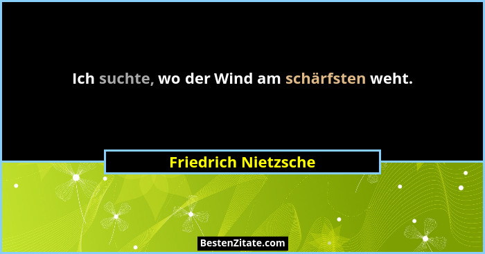 Ich suchte, wo der Wind am schärfsten weht.... - Friedrich Nietzsche