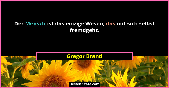 Der Mensch ist das einzige Wesen, das mit sich selbst fremdgeht.... - Gregor Brand