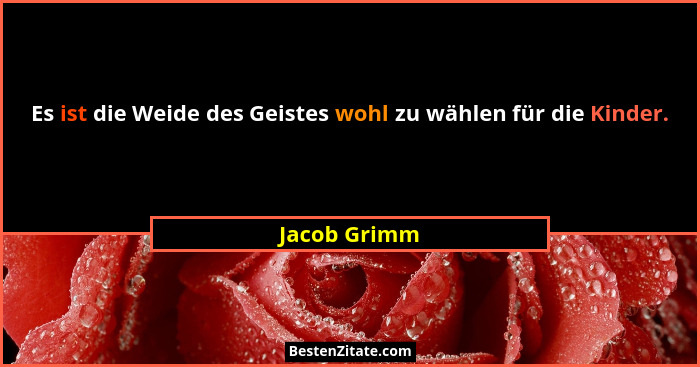 Es ist die Weide des Geistes wohl zu wählen für die Kinder.... - Jacob Grimm