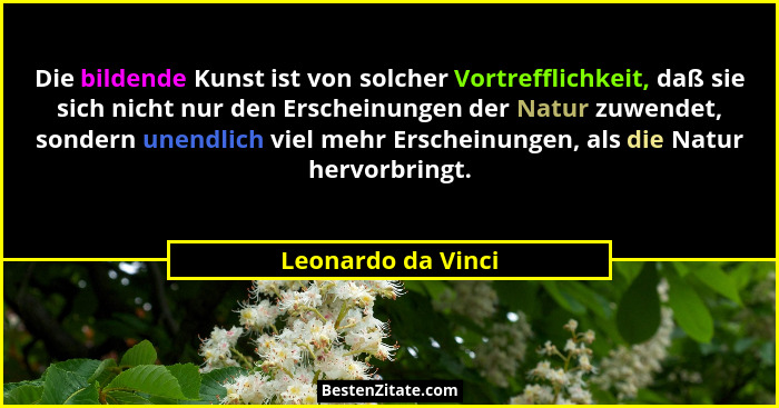 Die bildende Kunst ist von solcher Vortrefflichkeit, daß sie sich nicht nur den Erscheinungen der Natur zuwendet, sondern unendlic... - Leonardo da Vinci