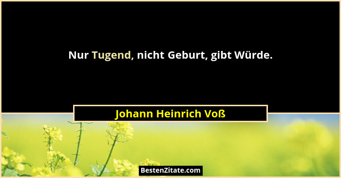 Nur Tugend, nicht Geburt, gibt Würde.... - Johann Heinrich Voß