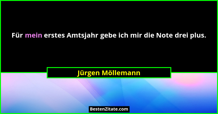 Für mein erstes Amtsjahr gebe ich mir die Note drei plus.... - Jürgen Möllemann