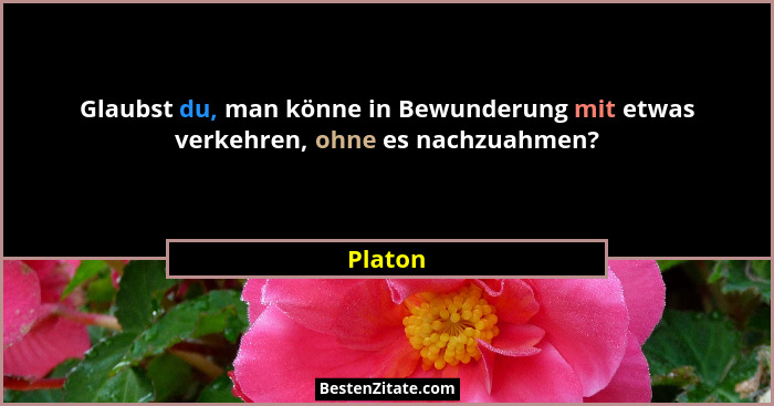 Glaubst du, man könne in Bewunderung mit etwas verkehren, ohne es nachzuahmen?... - Platon