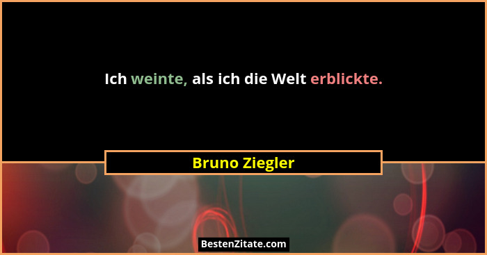 Ich weinte, als ich die Welt erblickte.... - Bruno Ziegler