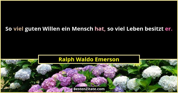 So viel guten Willen ein Mensch hat, so viel Leben besitzt er.... - Ralph Waldo Emerson