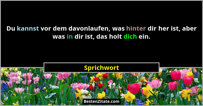 Du kannst vor dem davonlaufen, was hinter dir her ist, aber was in dir ist, das holt dich ein.... - Sprichwort