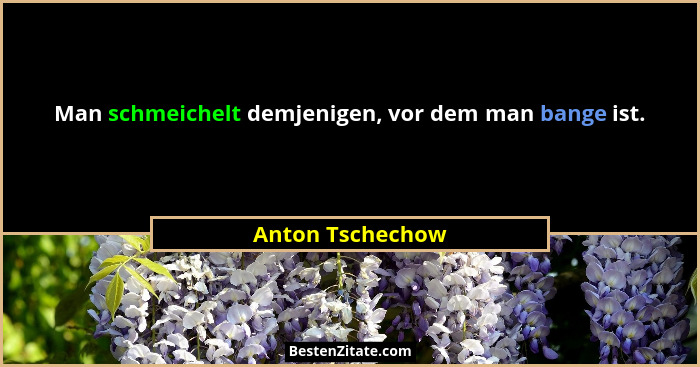 Man schmeichelt demjenigen, vor dem man bange ist.... - Anton Tschechow