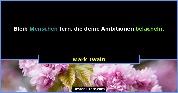 Bleib Menschen fern, die deine Ambitionen belächeln.... - Mark Twain