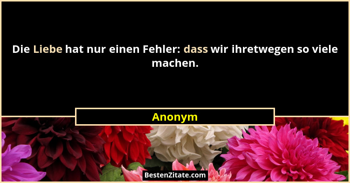 Die Liebe hat nur einen Fehler: dass wir ihretwegen so viele machen.... - Anonym