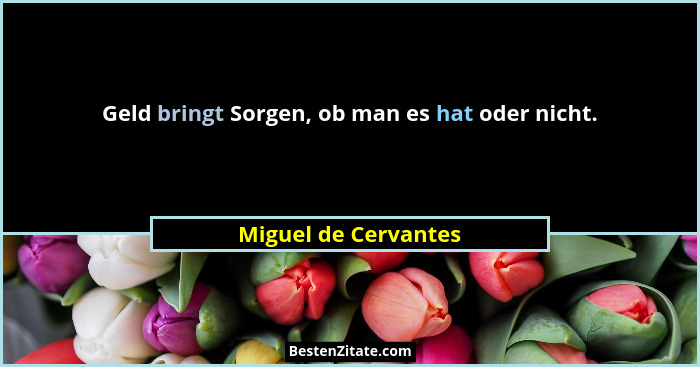 Geld bringt Sorgen, ob man es hat oder nicht.... - Miguel de Cervantes