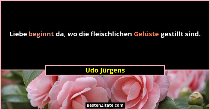 Liebe beginnt da, wo die fleischlichen Gelüste gestillt sind.... - Udo Jürgens