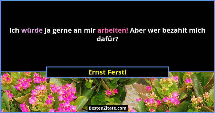 Ich würde ja gerne an mir arbeiten! Aber wer bezahlt mich dafür?... - Ernst Ferstl