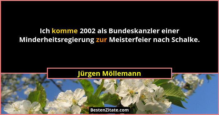 Ich komme 2002 als Bundeskanzler einer Minderheitsregierung zur Meisterfeier nach Schalke.... - Jürgen Möllemann