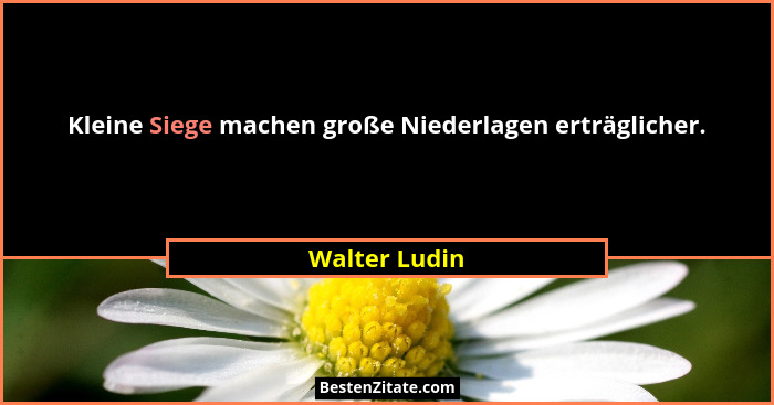Kleine Siege machen große Niederlagen erträglicher.... - Walter Ludin
