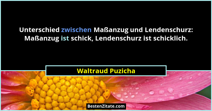 Unterschied zwischen Maßanzug und Lendenschurz: Maßanzug ist schick, Lendenschurz ist schicklich.... - Waltraud Puzicha