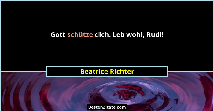 Gott schütze dich. Leb wohl, Rudi!... - Beatrice Richter