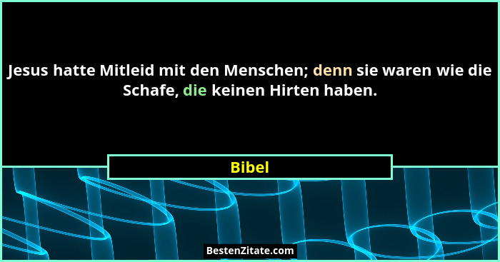 Jesus hatte Mitleid mit den Menschen; denn sie waren wie die Schafe, die keinen Hirten haben.... - Bibel