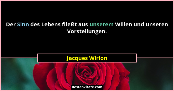 Der Sinn des Lebens fließt aus unserem Willen und unseren Vorstellungen.... - Jacques Wirion